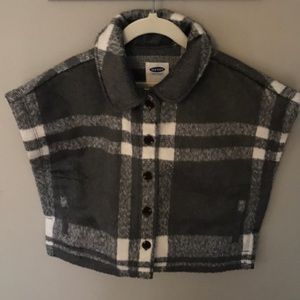 Gray and ivory plaid poncho